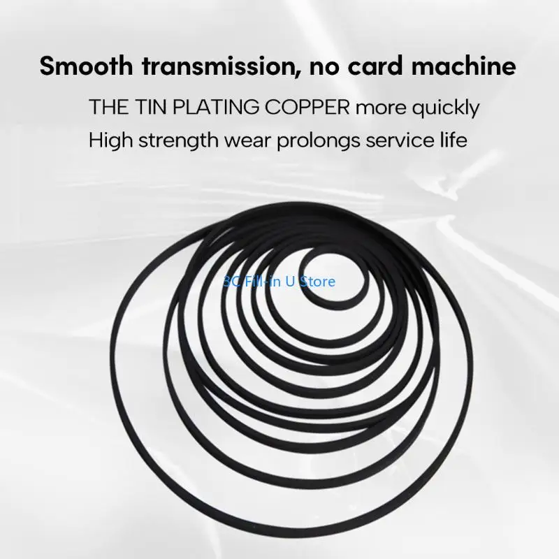 G8TA 5PCS 1.2mm Square Folded Rubber Belt 41-190mm for Recorders CDROM Video Machines DVDs Drive