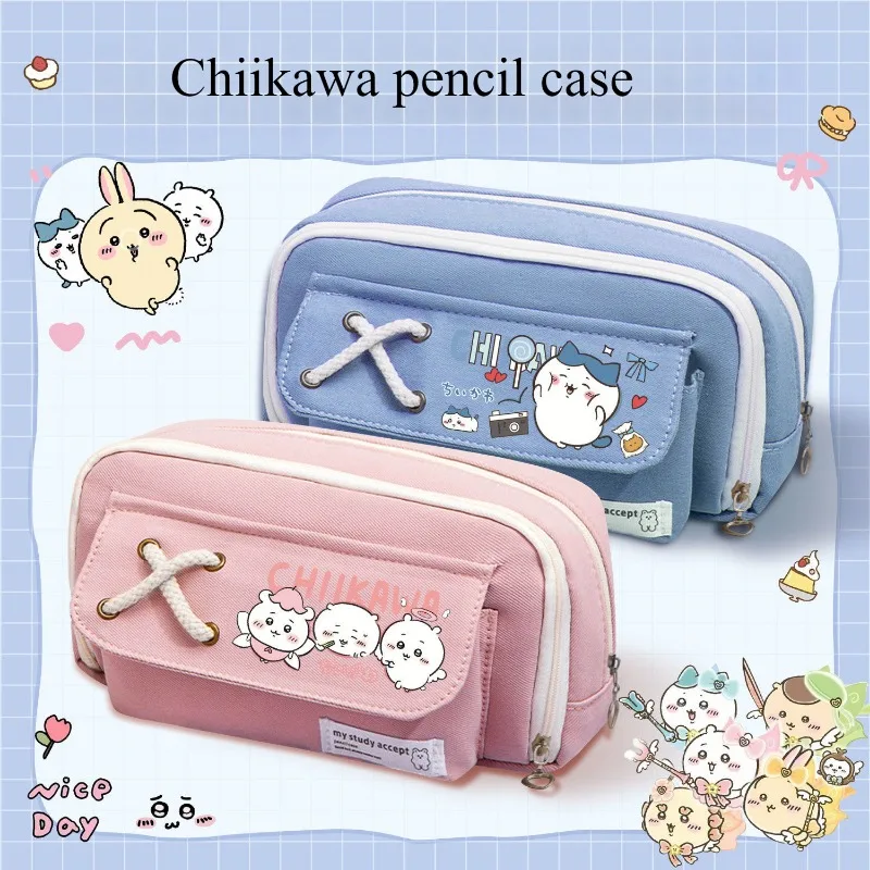 Sac de rangement en toile de grande capacité pour étudiant, Chiikawa Hachiware Usagi Anime Interface Cartoon, impression mignonne, cadeau de vacances