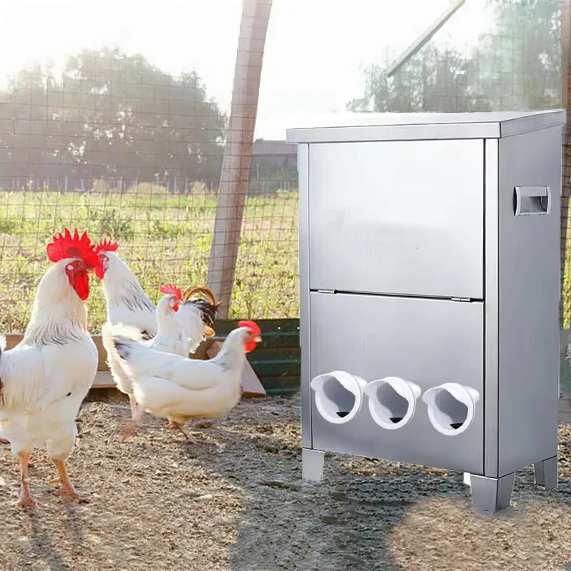 

Automatic Treadle Chicken Feeder Pet Feeder Automatic Chicken Feeder No Waste Metal Poultry Large Capacity