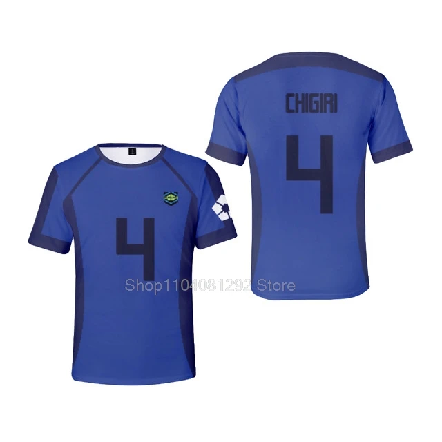 Camiseta de fútbol de Anime japonés para adultos y adolescentes, camiseta de bloqueo azul, Isagi, yoachi, Cosplay de Halloween, Hyoma, Chigiri, Meguru, Bachira