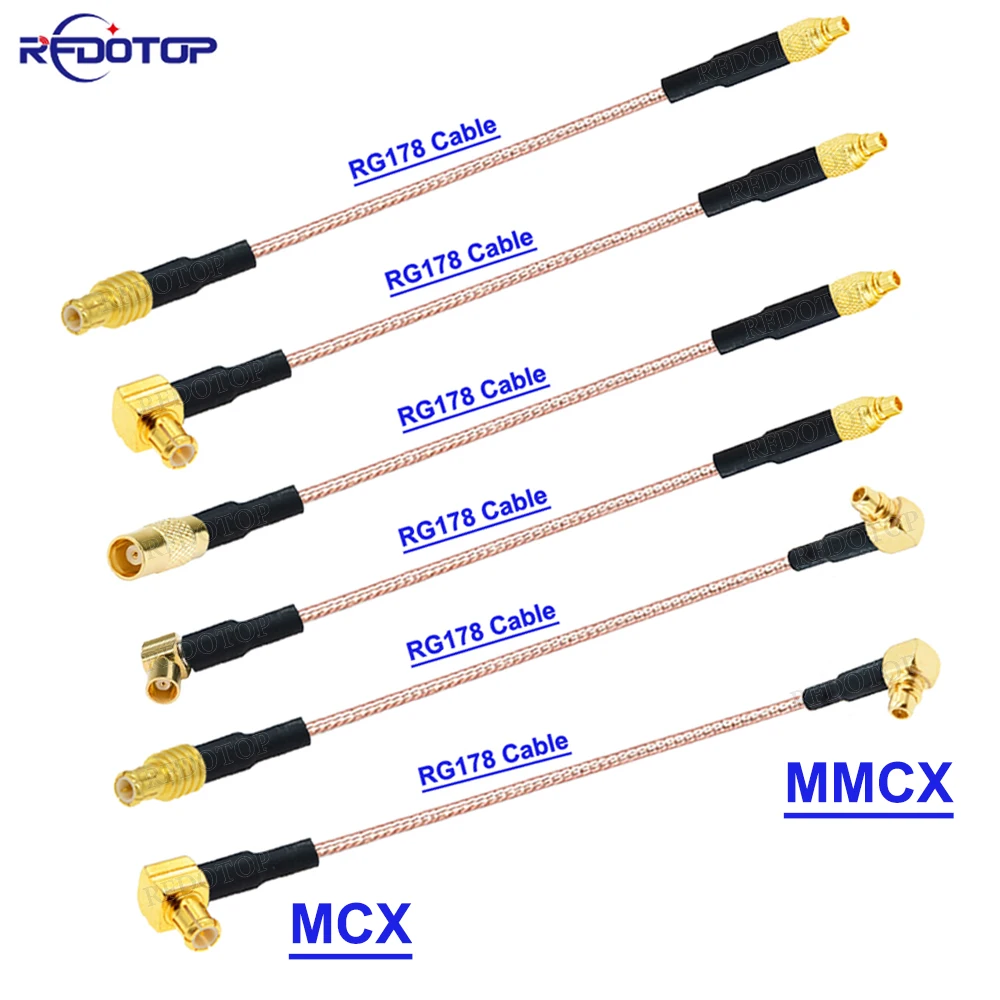 1PCS RG178 Cable MCX Male / Female to MMCX Male / Female Connector RG-178 RF Coaxial Cable MCX to MMCX Extension Jumper Cord