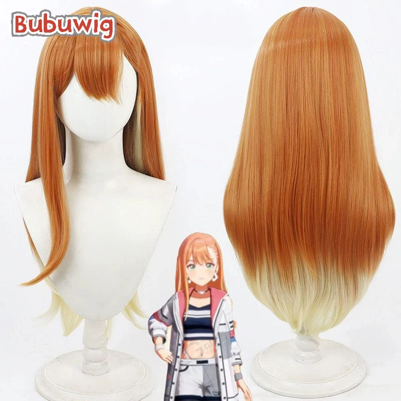 Bubuwig Synthetic Hair Shiun Sumika Cosplay Wigs Project Sekai: Colorful Stage feat. 60cm Orange Mixed Blonde Wig Heat Resistant