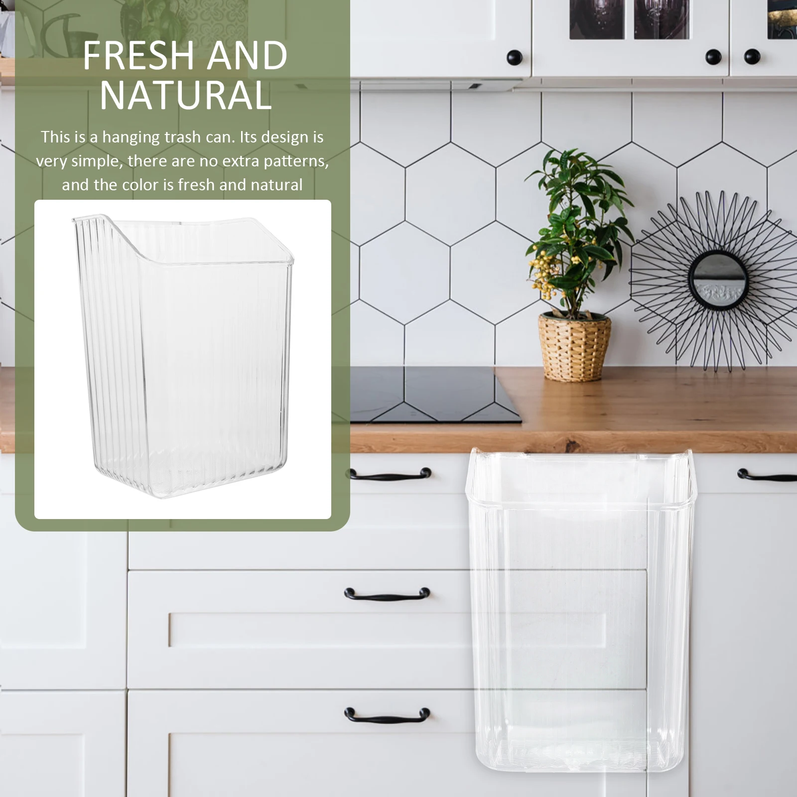 

Hanging Trash Can Cupboard Door Storage Basket Transparent Waste Bin Kitchen Space-Saving Plastic Recycle Container