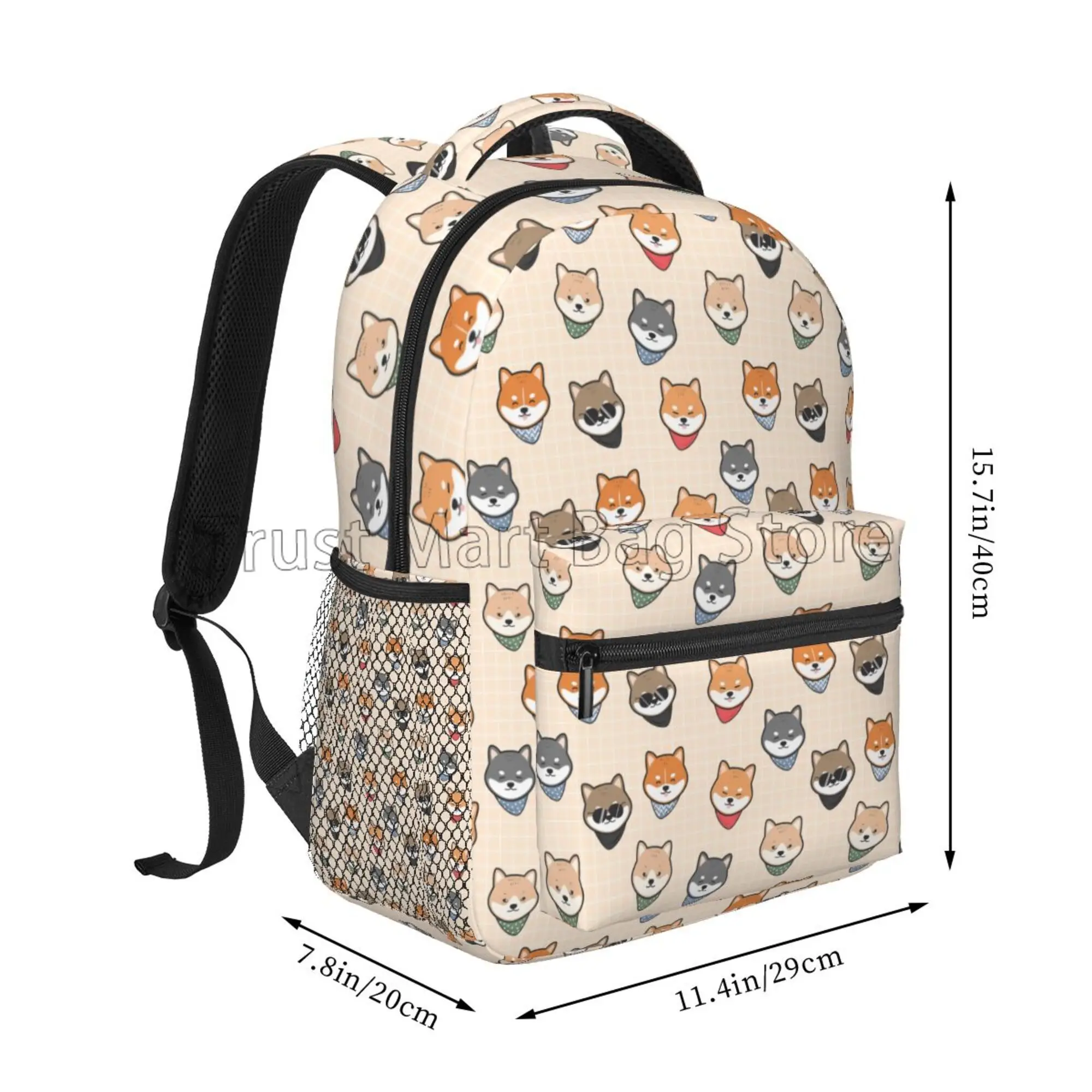 Cute Cartoon Shiba Inu Dog Pattern Travel Backpack for Adults Boys Girls Casual Lightweight Shoulder Bags School Student Bookbag