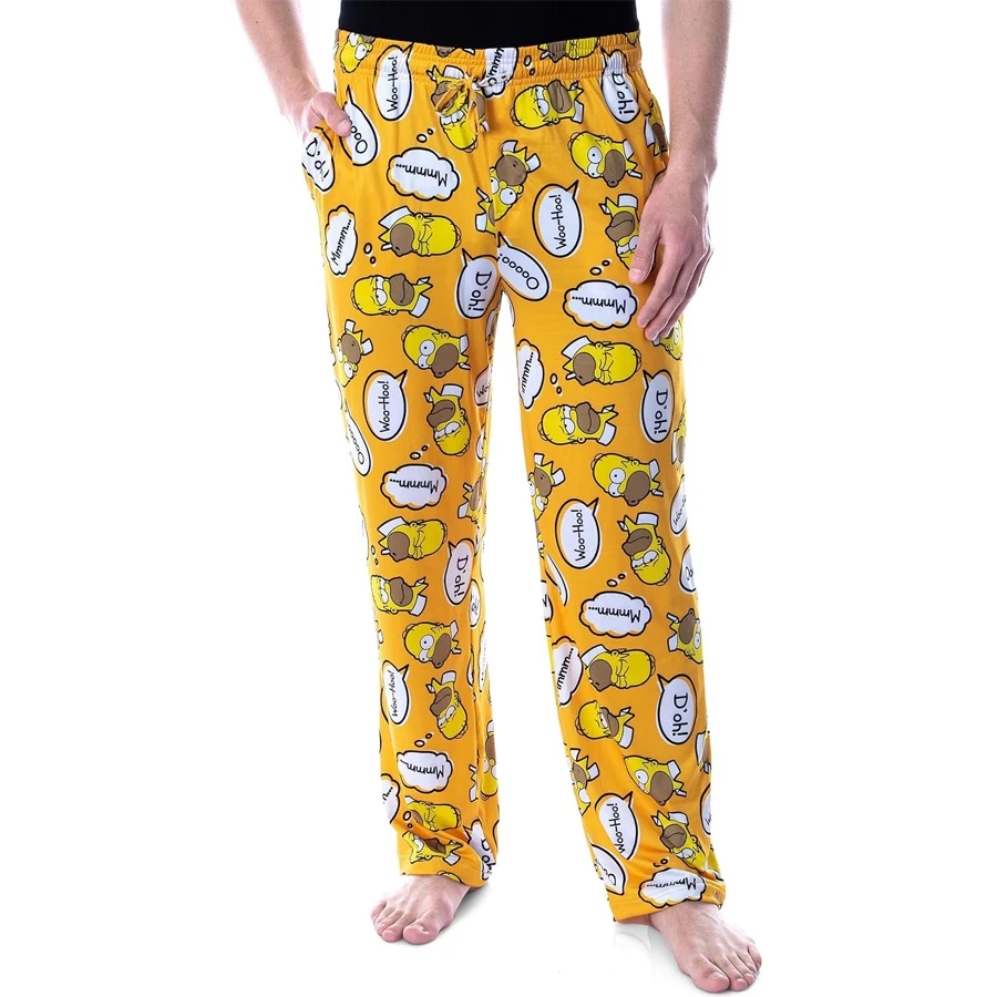 Potdemiel The Simpsons Homer Simpson Bubble Thoughts Pantalones de pijama para adultos y niños, ropa de dormir familiar de verano de secado rápido, cómoda y elegante