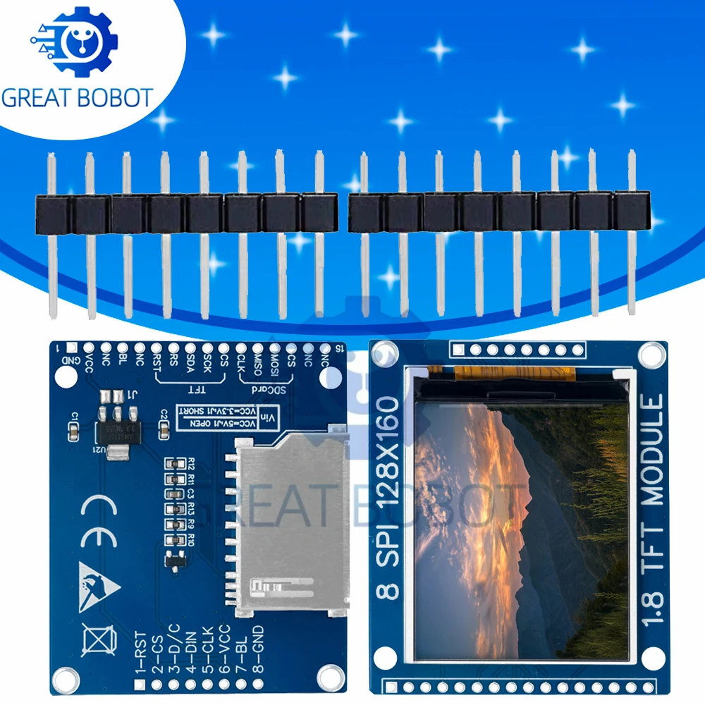 1.8 Inch SPI TFT LCD Display - 128x160 3.3V/5V Maker-Friendly Module for Arduino Projects