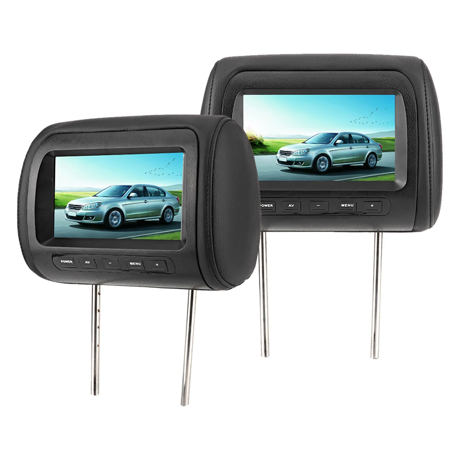 7 in Wireless Control Adjustable Headrest LCD Video Display MP5 Display Black Headrest DVD Display 7in Headrest Display