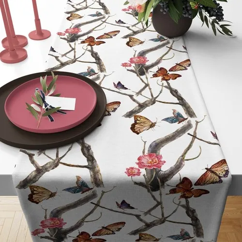 Digital Butterfly Patterned Digital Printed Runner Table Cloth