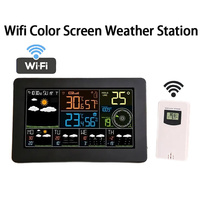 Wifi Color Screen Weather Station Digital Alarm Clock Indoor Outdoor Temperature Humidity Sensor Pressure Wind Weather Forecast