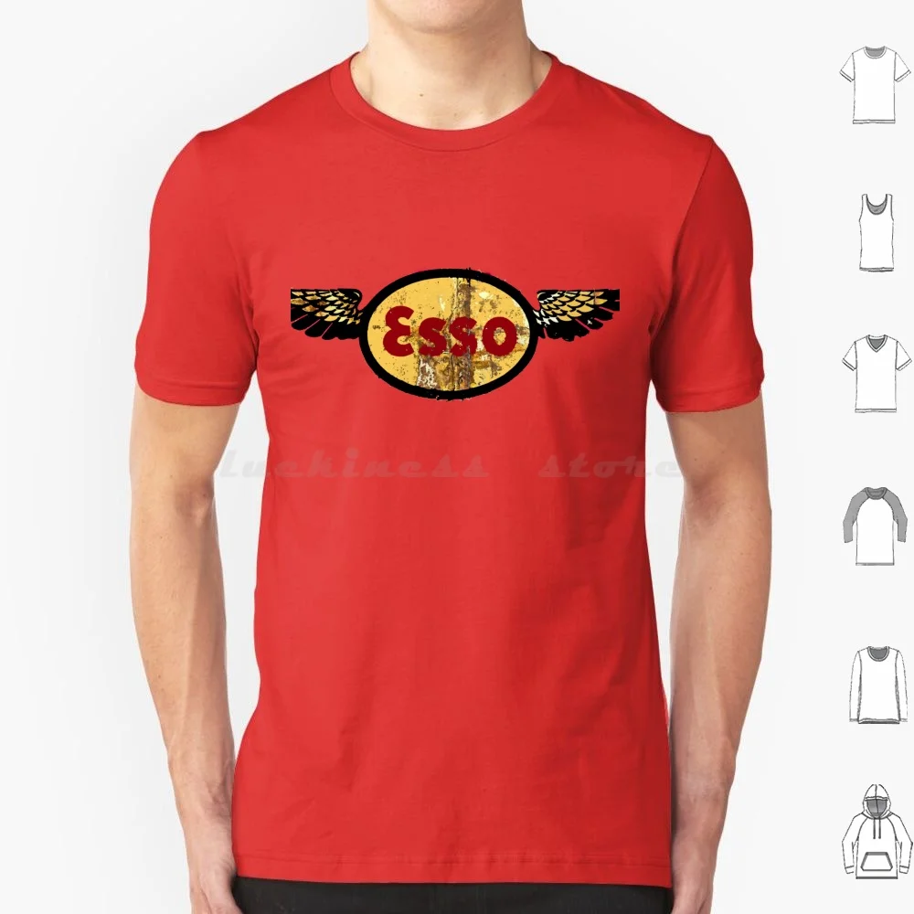 Esso Exxon Vintage Aviation Graphic Sign T Shirt Big Size 100% Cotton Exxon Esso Vintage Aviation Graphic Sign Ad Gasonline Jet