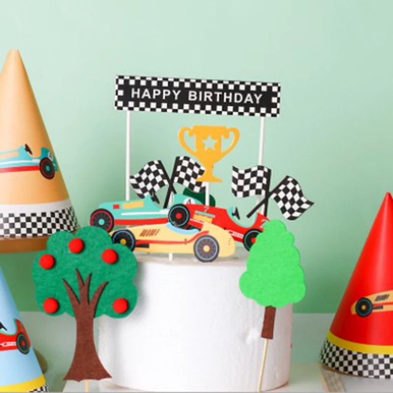 Rennwagen Thema alles Gute zum Geburtstag Kuchen Topper Kinder Dusche Geburtstags feier Dekor