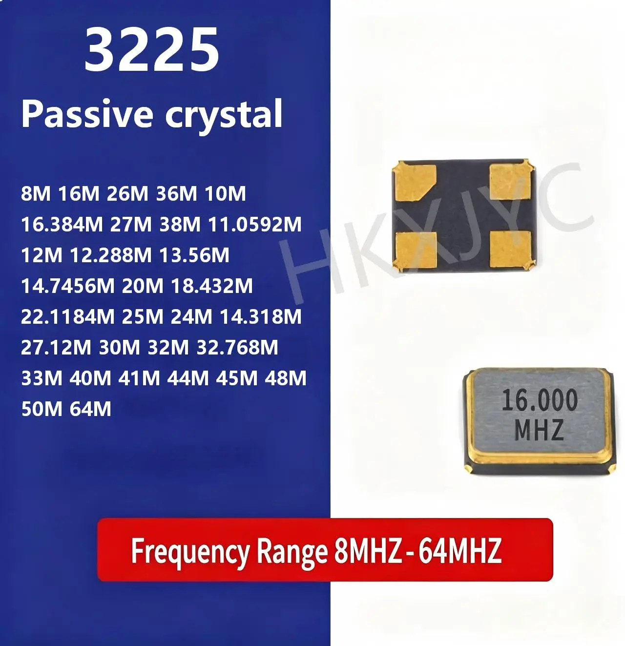 10-100PCS 3225 3.2*2.5mm 8M 10M 12M 13.560M 16M 20M 24M 24.576M 25M 26M 27M 27.12M 30M 32M 40M SMD Passive Quartz Crystal