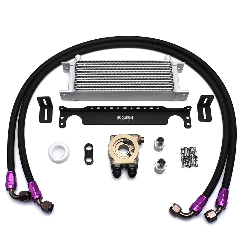 SK CUSTOM Universal 13 Row Engine Oil Cooling Radiator Kit Thermostat Oil Cooler Kit