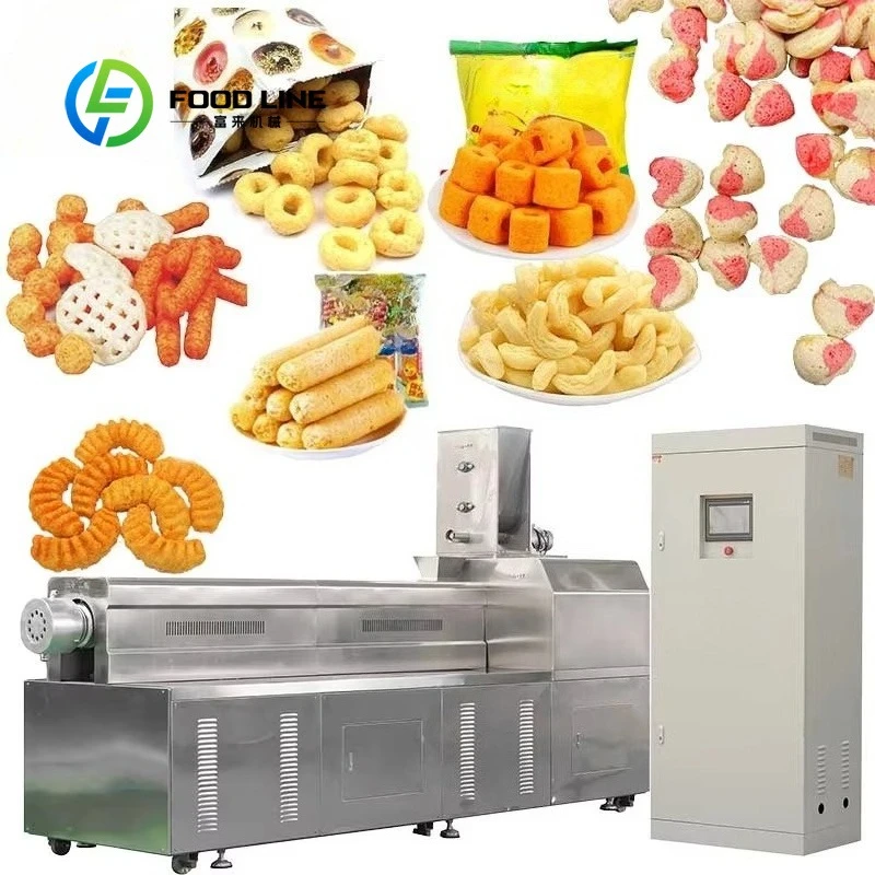 Customize 100-500 Kg/h Output Core Filling Snack Food Twin Screw Extruder Production Line Corn Puffed Snack Pellet Line