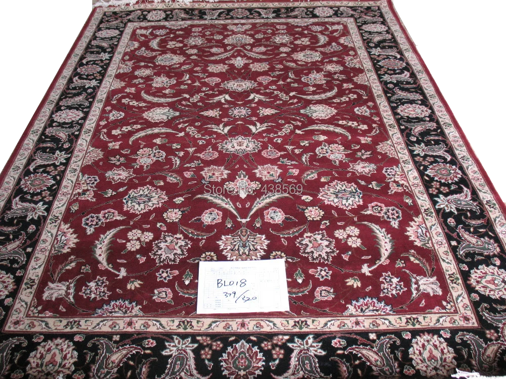 

Free shipping 6'X9' 160Line Hand-knotted Wool Oriental Persian Rug handmade persian carpet with deduction character light green