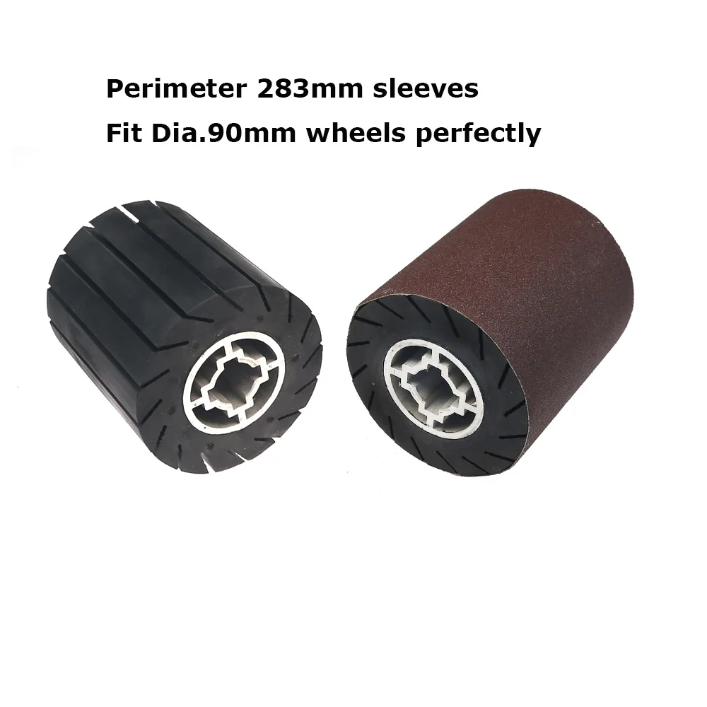90x100mm Rubber Expansion Centrifugal Drum Wheel, 283x100mm Abrasive Sanding Sleeves AO ZA Non-woven for Polishing Grinding