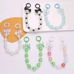 Fashion Acrylic Burst Bead Chain Keyring Detachable Gradient Bowknot Pendant Colorful Bag Chain Strap Woman