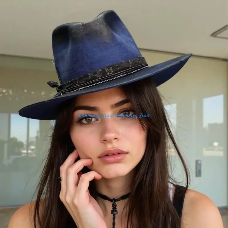 

573B Wool Fedoras Hat with Skull Head Top Design Dark Series Headwear For Halloween Party Various Theme Occasion Gathering