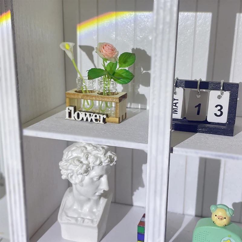 1 conjunto 1:12 casa de bonecas em miniatura hidropônico arranjo de flores de madeira suporte mini vaso de flores de vidro modelo casa decoração do jardim brinquedos
