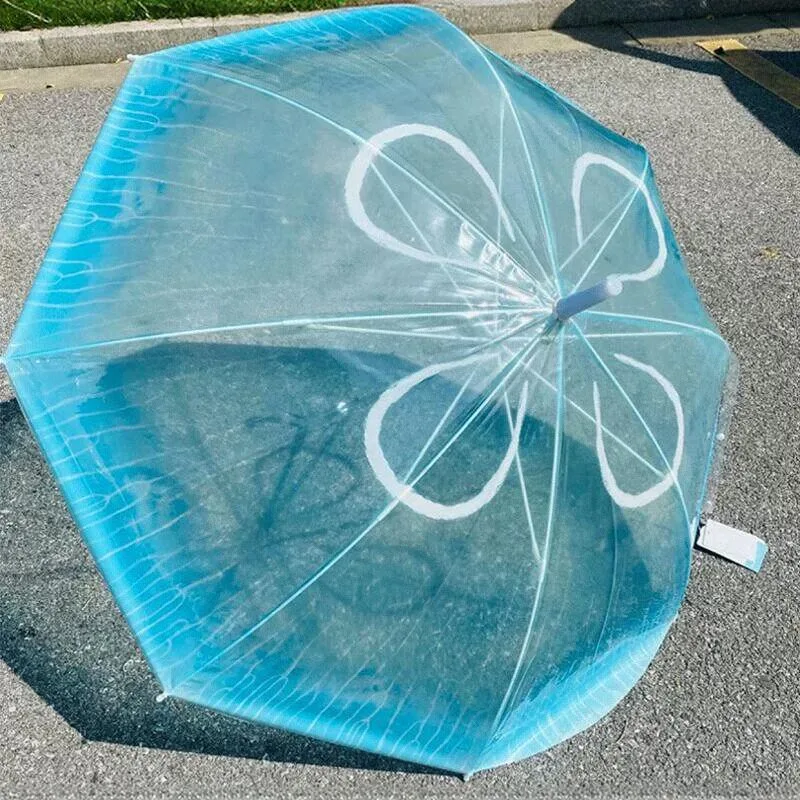 

Japanese transparent safety automatic parachute ocean travel cute rain blue jellyfish umbrella
