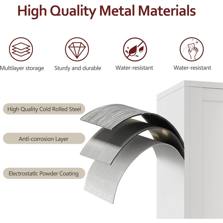 طقم منضدة معدنية بيضاء مكونة من 2 مع خزانة ملفات قفل مع أرفف خزانة تخزين 28 طاولة جانبية حديثة مع باب ومفتوحة Sh #4