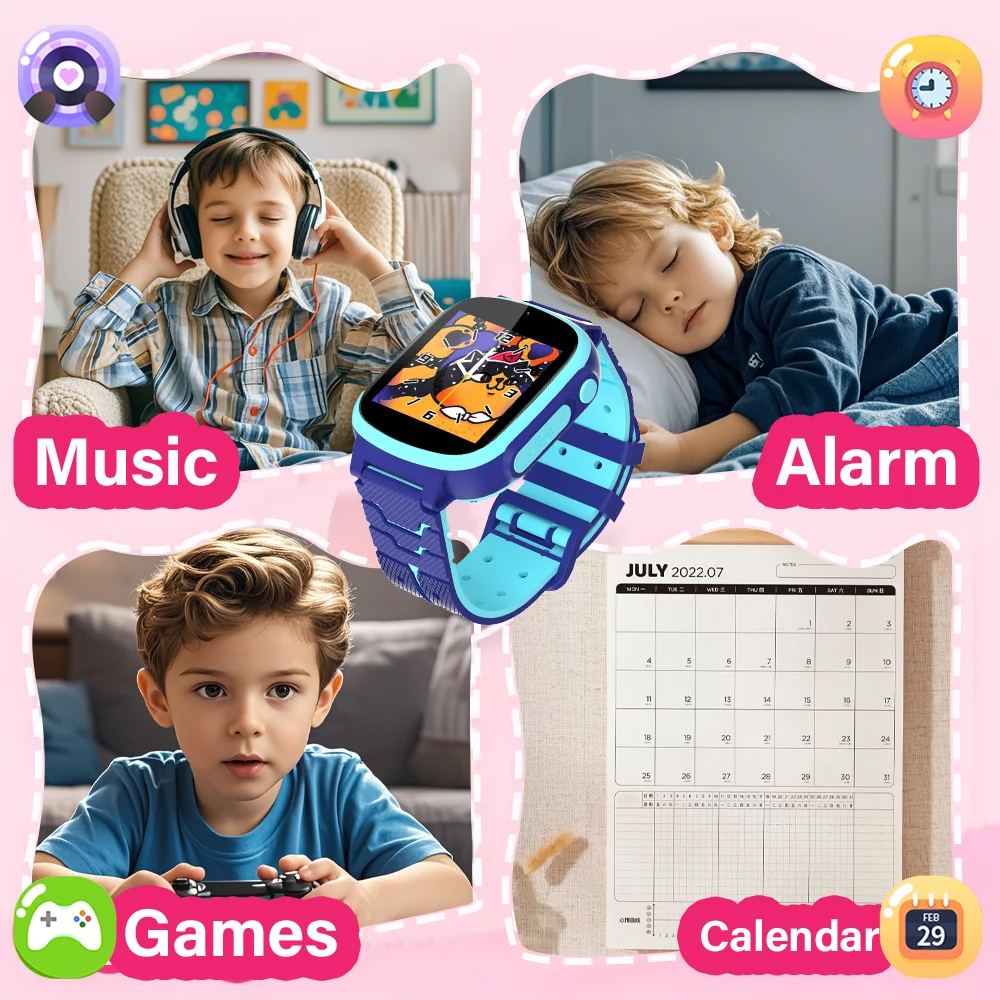 LAXASFIT Kids Smart Watch Puzzle Game HD Touch Camera Music Player Alarm Clock Calculator Boys Girls Smart Watch Christmas Gift