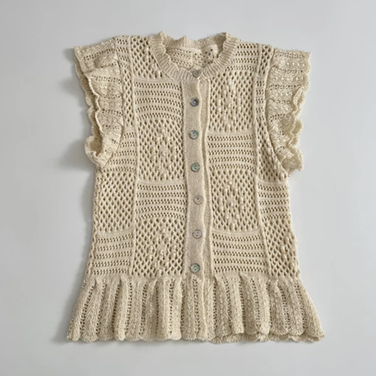 

Jenny&DaveFrench Lazy Country Style Lace Shirt Women Tops Beige Elegant Minimalist Summer Blouse T-shirt For Women