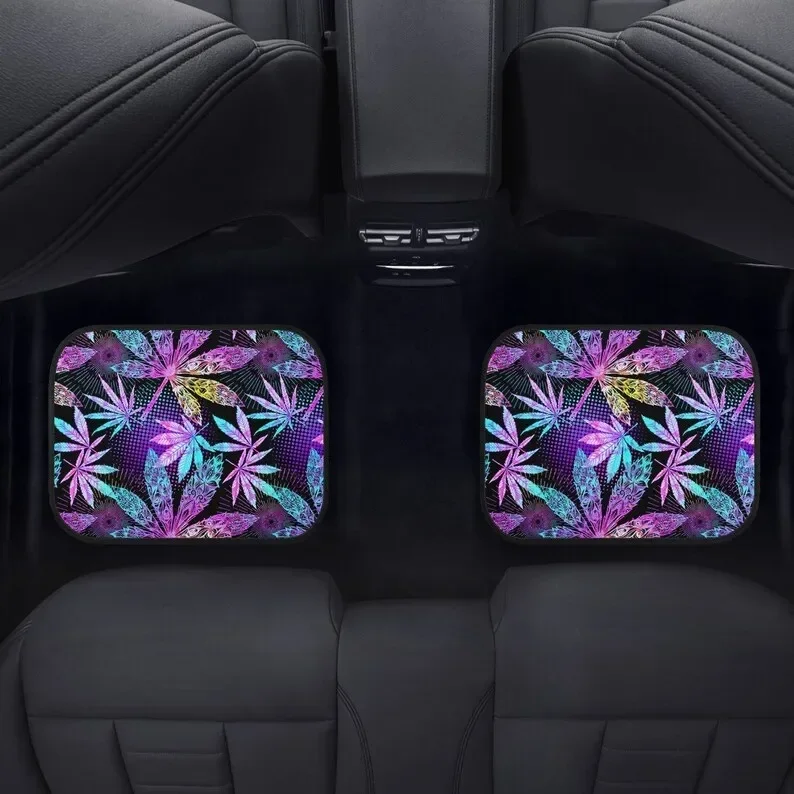 Cannabis Psychedelic Car Floor Mats - Kush Weed Smoker, Hippie Vibrant Marijuana Car Accessories, Mary Jane, DMT Acid Sto