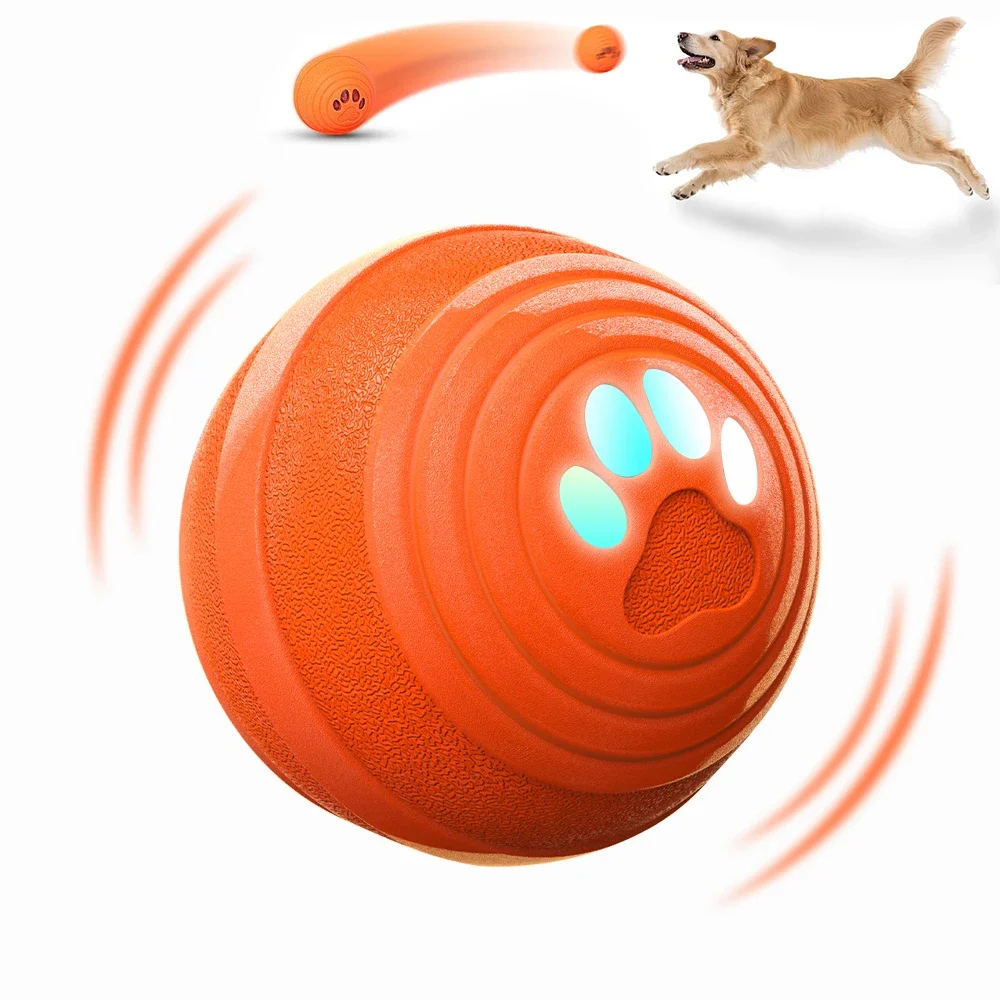 Interactive Dog Ball with LED Light Automatic Moving Bouncing Intelligence Puppy Toy Active Rolling Balls for Small Medium Dogs