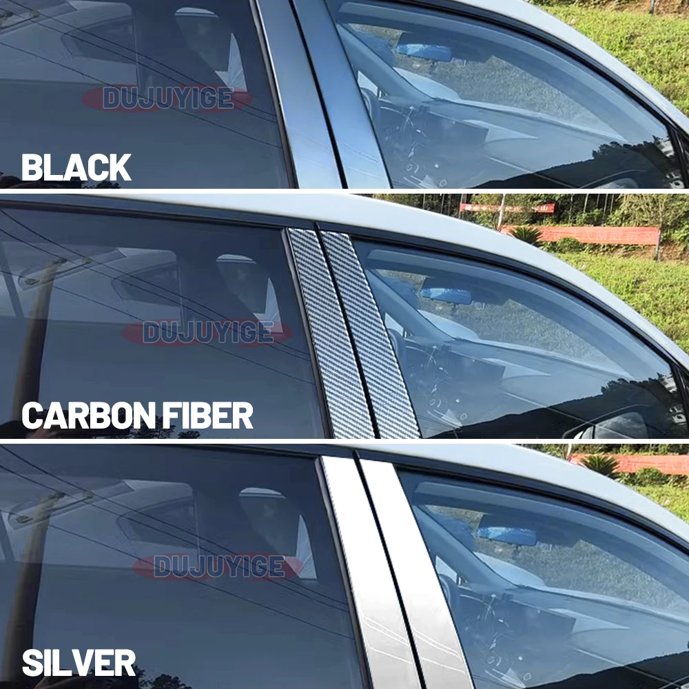 For VW GOLF 6 MK6 2010-2012 2011 Carbon Fiber Window Door Column Deal B C Pillar Post Cover Trim Sticker