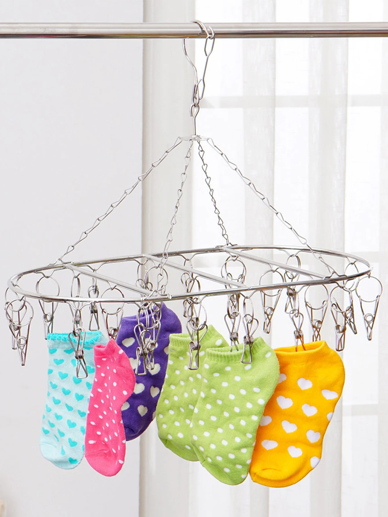 Household drying socks rack underwear baby multi-function with clip hook stainless steel multi-clip hanger