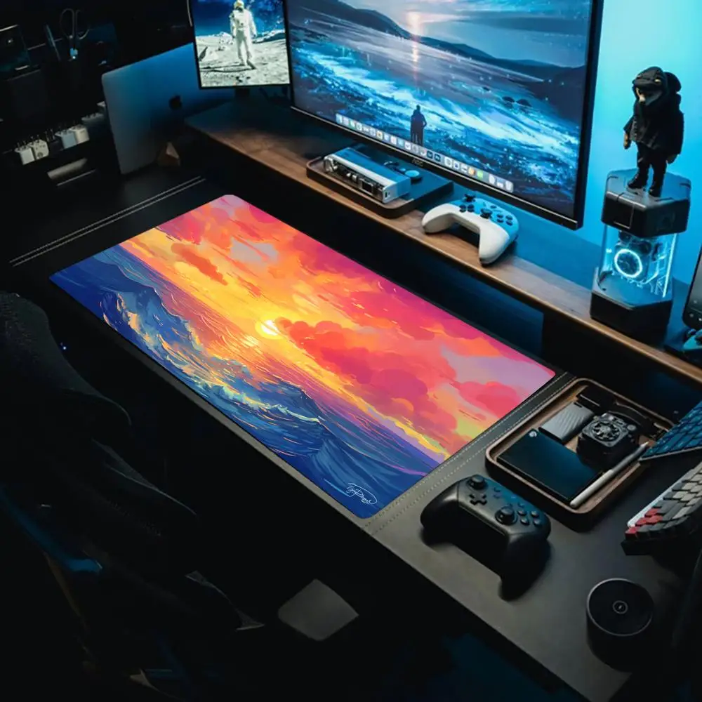 

Красочный коврик для мыши «Восход солнца на море» Очень большой водонепроницаемый и устойчивый к пятнам коврик для мыши