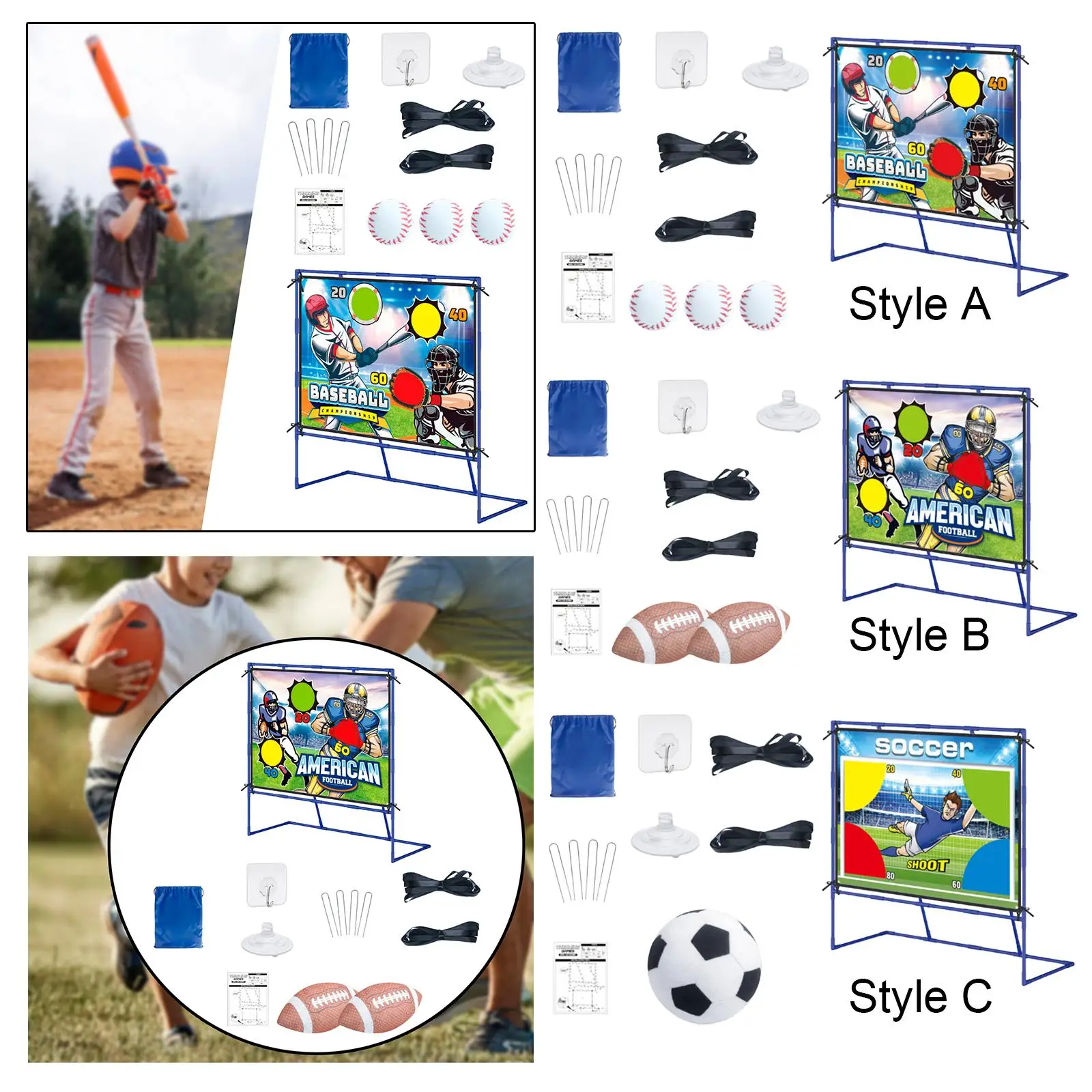 Football Toss Game Set Sports Toys with Storage Pouch Portable Accessories with