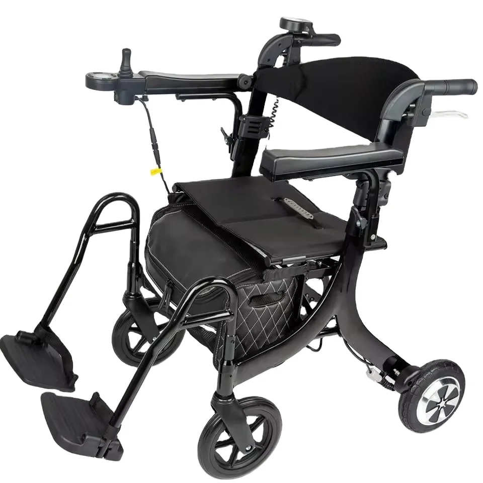 New Portable Convenient Lightweight Rollator Walker Electric Wheel chair Transport Chair with Seat