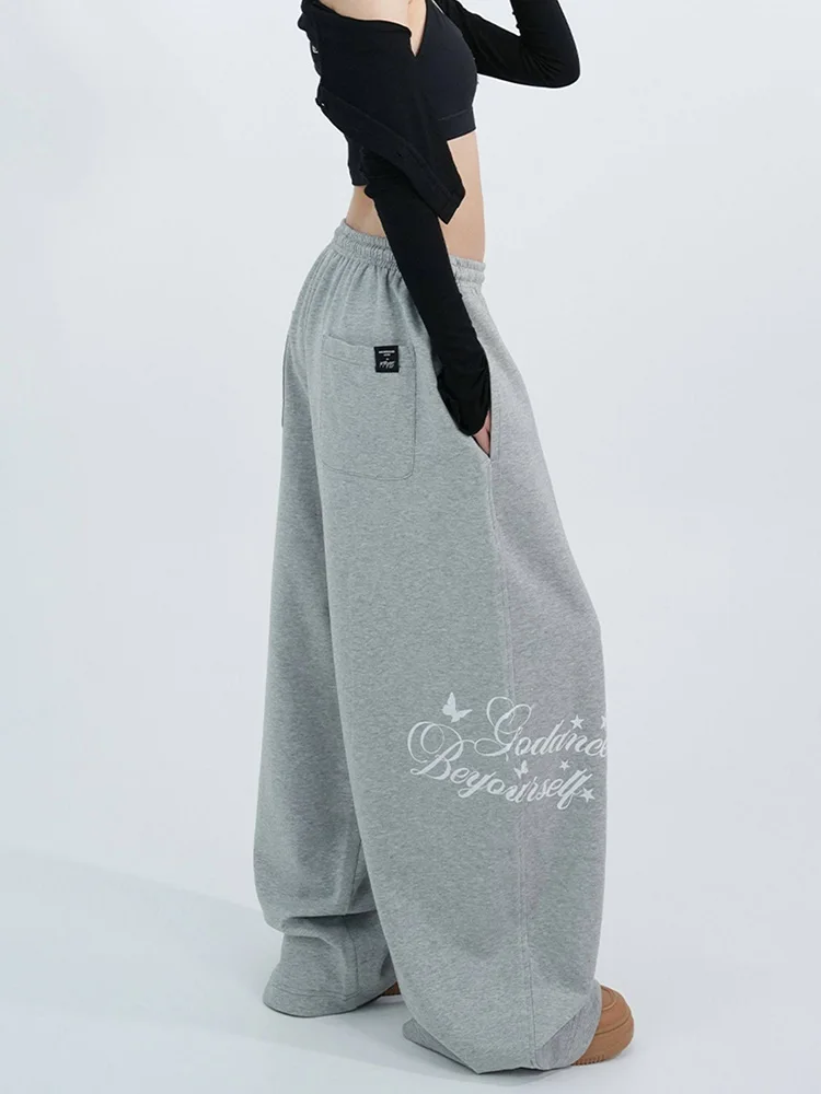 Stars Letter Print Sweatpants Women Loose Hip Hop American Streetwear Pant Spring Bf High Waist Retro Pockets Harajuku Trousers