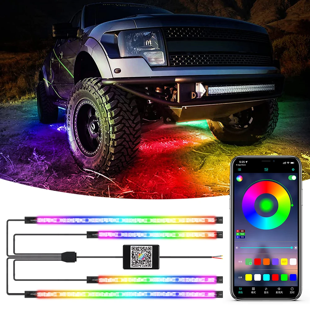 

12V 24V Car Led Neon Light RGB Decorative Atmosphere Lamp Colorful Underglow Neon Light Strip for Vehicles SUV Truck Pickup Vans