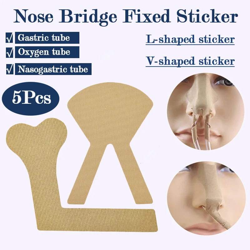 5Pcs Nose Bridge Fixed Sticker Nasal Feeding Tube Adhesive Tape Sticker For Catheter Stomach/Nasogastric/ Oxygen Tube Fixation