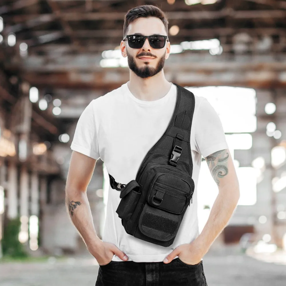 Men Casual Chest Bag Outdoor Shoulder Gun Bag Universal Pistol Holster EDC Pouch for Hunting Hiking Camping Climbing Sports