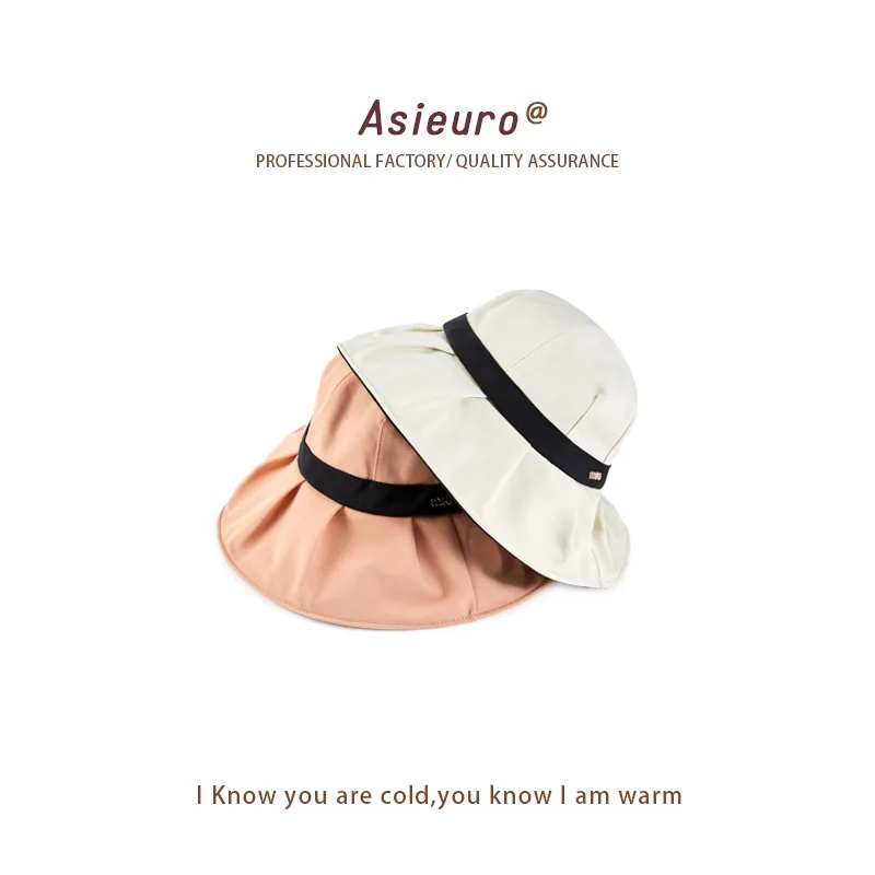 Color Block Fisherman Hat for Women, Korean Summer Travel Sun Protection Foldable Versatile UV Block Cap