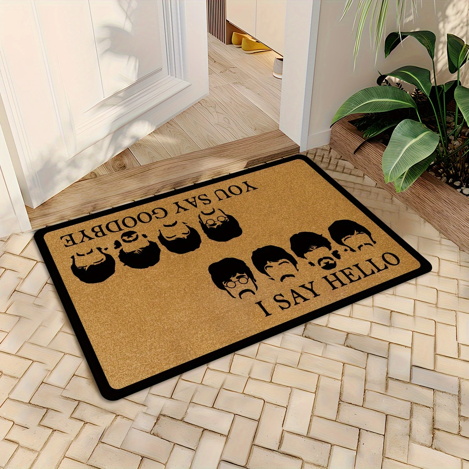 VIKAMA Beatles Doormat, tapis d'entrée intérieur/extérieur doux et antidérapant avec imprimé groupe de rock rétro, tapis de salle de bain, décoration intérieure