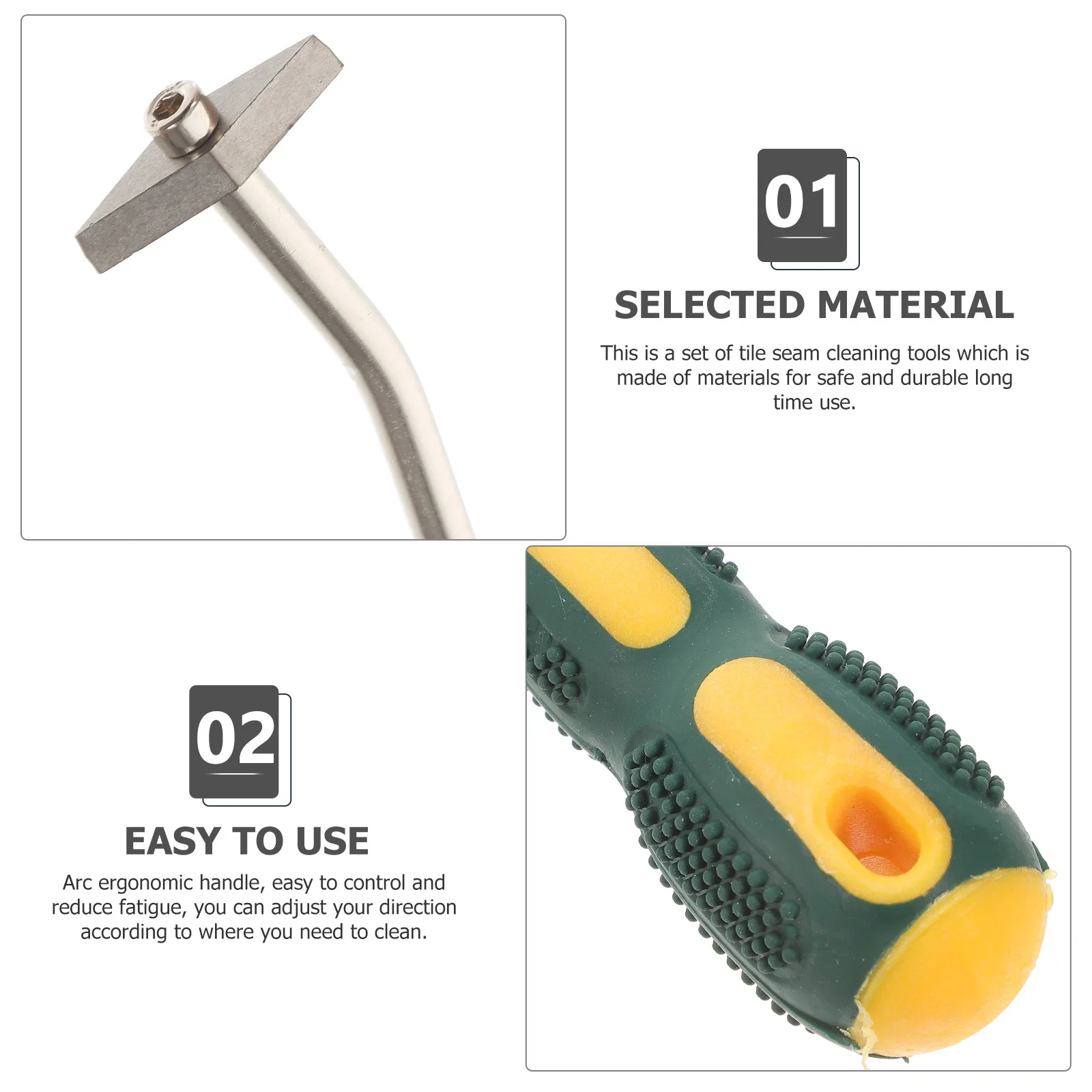 2Pcs Tile Joint Tool Sealant Remover Grout Scraper Caulking Cleaner Ergonomic Handle Detail Work Sealant Remover
