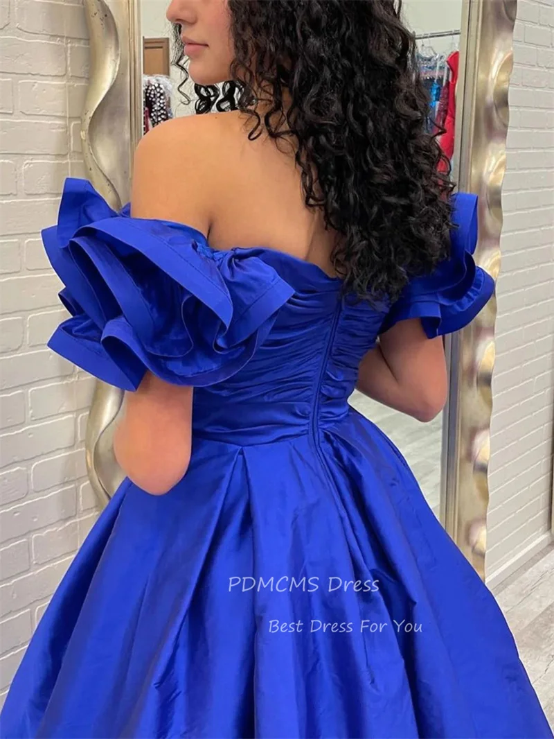 Charmante königsblaue lange Ballkleider von der Schulter Promi Abendkleid Party für Frauen formelle Plus Size Vestidos de Fiesta