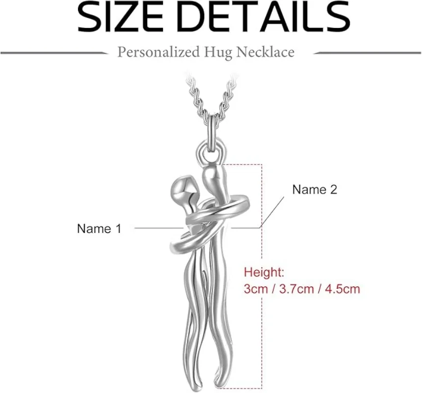 Personalized Hug Necklace Custome Couples Necklace for Him and Her Affectionate Necklace for Women Men Lovers Pendant Necklaces