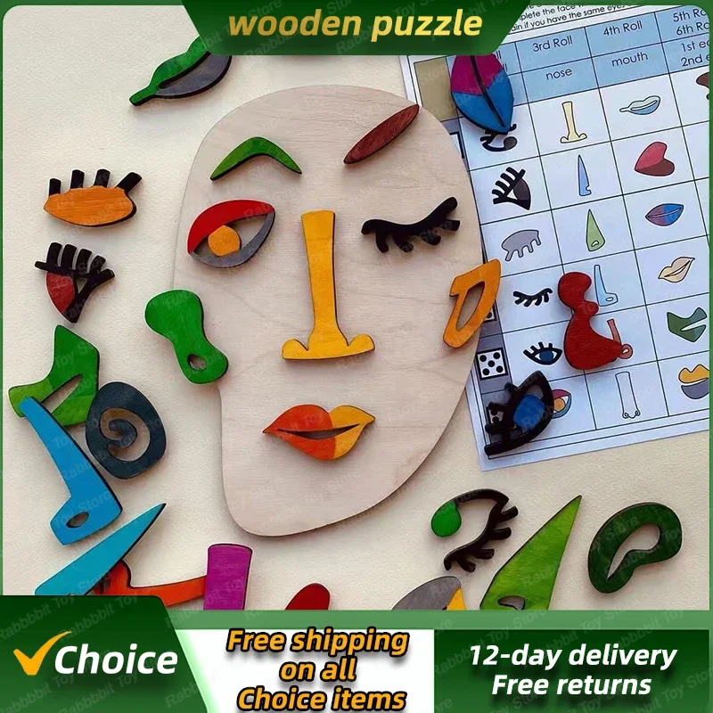 

New Facial Expression Puzzle Blocks Montessori Funny Puzzle Tabletop Game Toys Children's Early Education Toys Gifts