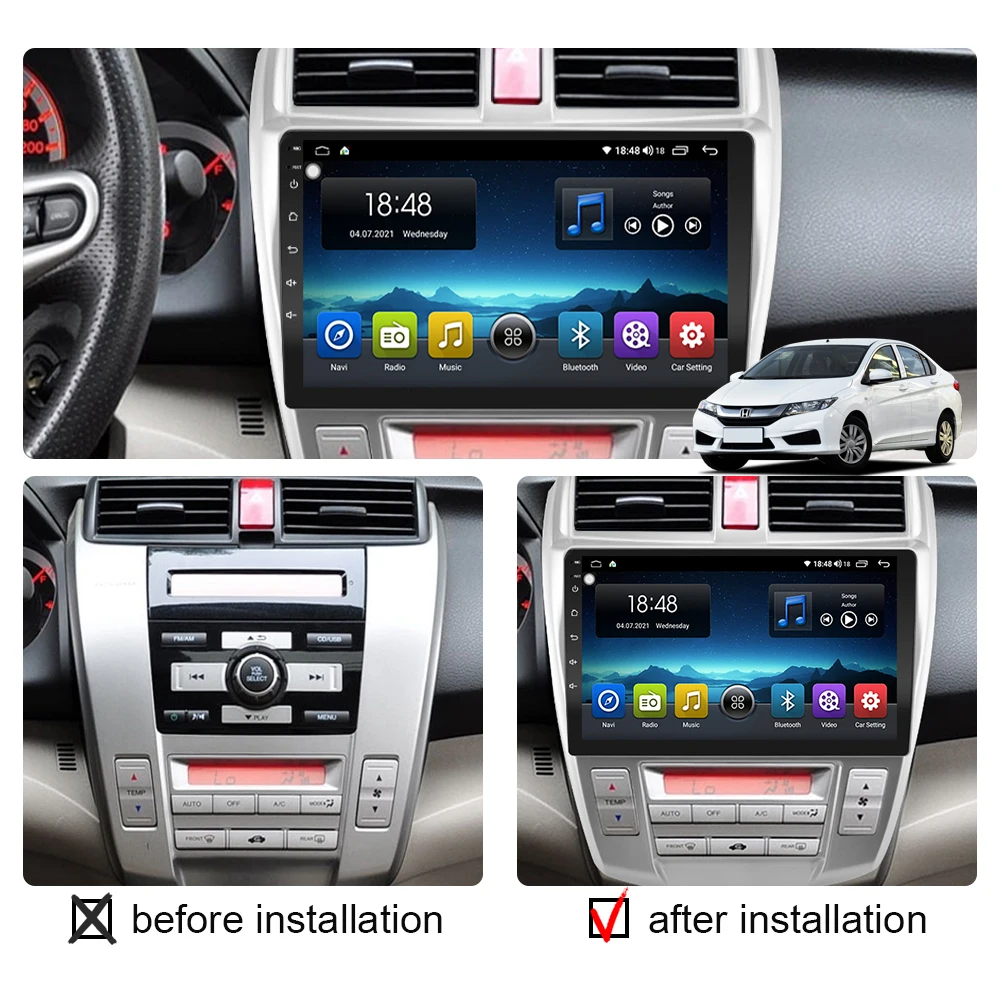 8G 128G Car Radio Carplay Stereo 2 Din Android 12 Auto Audio GPS Multimedia Video Player For Honda City 2008 2010 2011 2012 2013