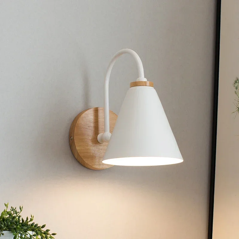 

Nordic Macaron wall lamp wooden minimalist suitable for modern decorative lighting fixtures in study bedroom dining room et