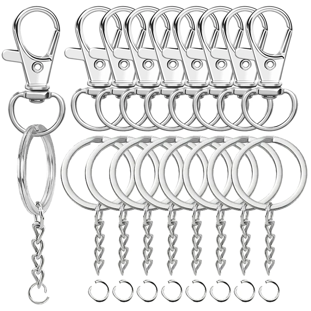 30 porte-clés à fermoir pivotant avec anneaux porte-clés, 10 crochets à pression, 10 anneaux plats, 10 anneaux de jonction pour loisirs créatifs