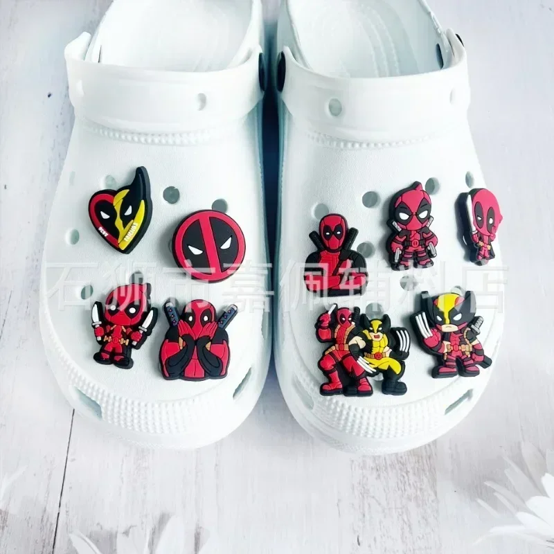 Deadpool & Wolverine Shoe Flowers Marvels Slippers Ornaments Boy Girls' School Backpack Accessories Fashion Slipper Decorations