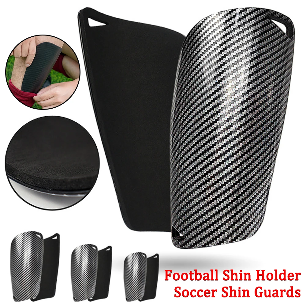 Ultralight Carbon Fiber Football Shin Holder Shin Pads Strapless Breathable Pads Soccer Shin Guards Plastic Sportswear