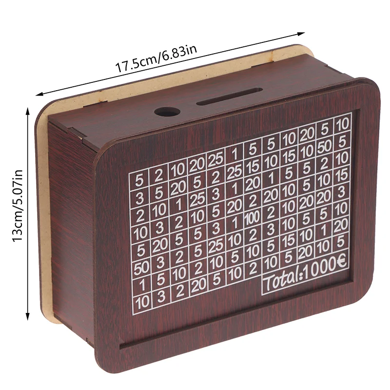 1000/3000/5000/10000 Euro Money Box Wooden Piggy Bank With Reusable Money Box With Saving Goal And Numbers Boxes